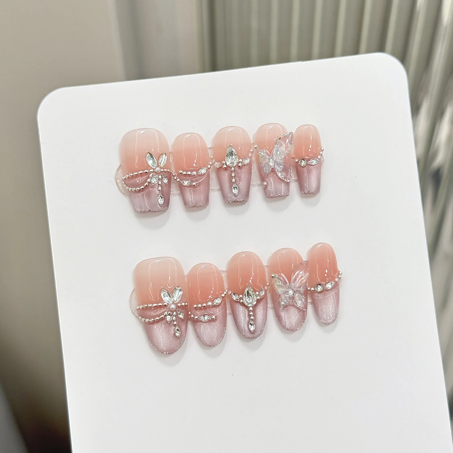 10 PCS Luxury Handmade Press on Nails Short Ballet Flash butterfly Design with 3-PIECE Tool Adhesive Nail Glue Tabs
10 PCS Luxury Handmade Press on Nails Short Ballet Flash butterfly Design with 3-PIECE Tool Adhesive Nail Glue Tabs