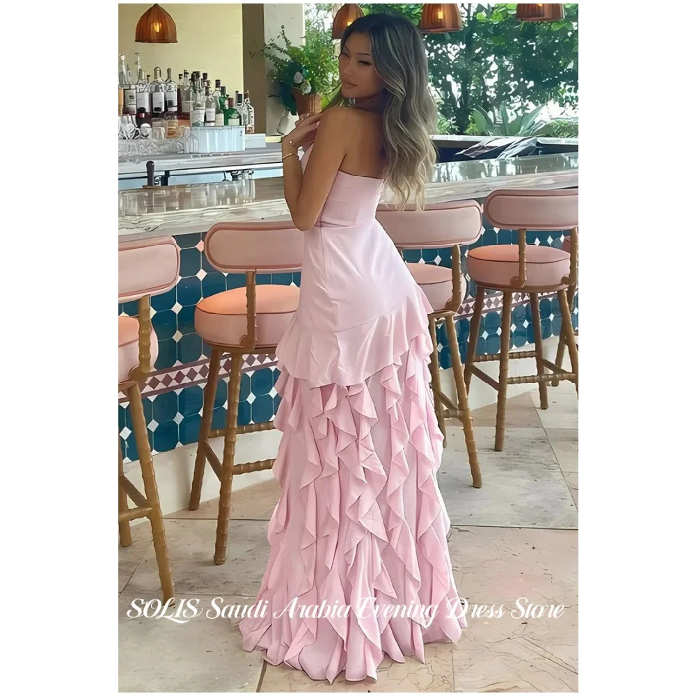 SOLIS Pink Evening Dress Elegant Strapless Prom Dress With High-Low Ruffled Skirt Slit Floor-Length Formal Party Gown Customized
SOLIS Pink Evening Dress Elegant Strapless Prom Dress With High-Low Ruffled Skirt Slit Floor-Length Formal Party Gown Customized