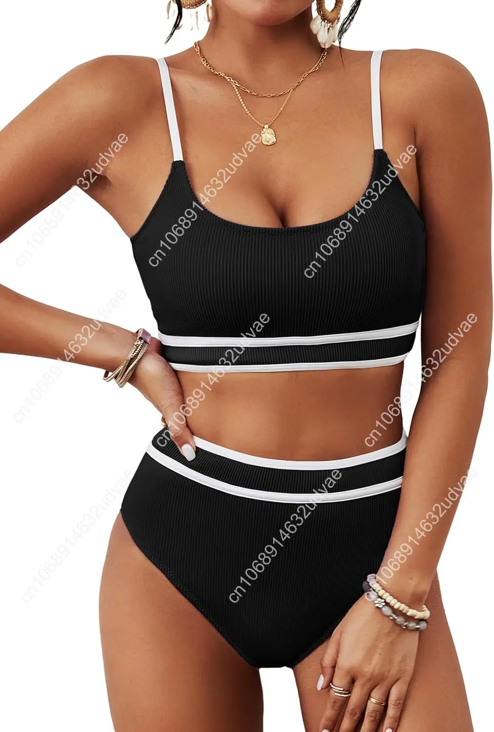 BMJL Women's High Waisted Bikini Ribbed Two Piece Swimsuit High Cut Color Block Adjustable Straps Bathing Suit
BMJL Women's High Waisted Bikini Ribbed Two Piece Swimsuit High Cut Color Block Adjustable Straps Bathing Suit