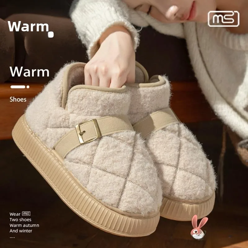 Winter Faion Cotton Slippers Women's Thiened Fce Lined Snow Boots Soft Bot Warm Anti-slip Booties round Toe Flat Heel
Winter Faion Cotton Slippers Women's Thiened Fce Lined Snow Boots Soft Bot Warm Anti-slip Booties round Toe Flat Heel