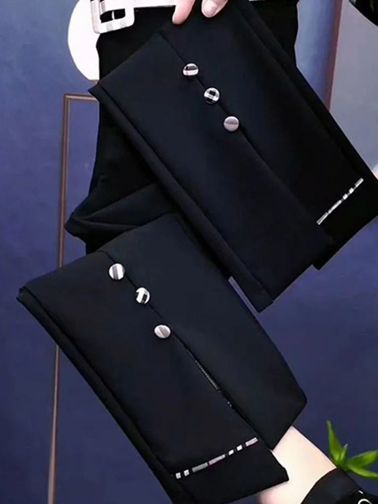 Корейская версия, черные узкие костюмные брюки, женские осенние 2022, новый стиль, универсальные прямые брюки с разрезом, девять укороченных брюк
Корейская версия, черные узкие костюмные брюки, женские осенние 2022, новый стиль, универсальные прямые брюки с разрезом, девять укороченных брюк