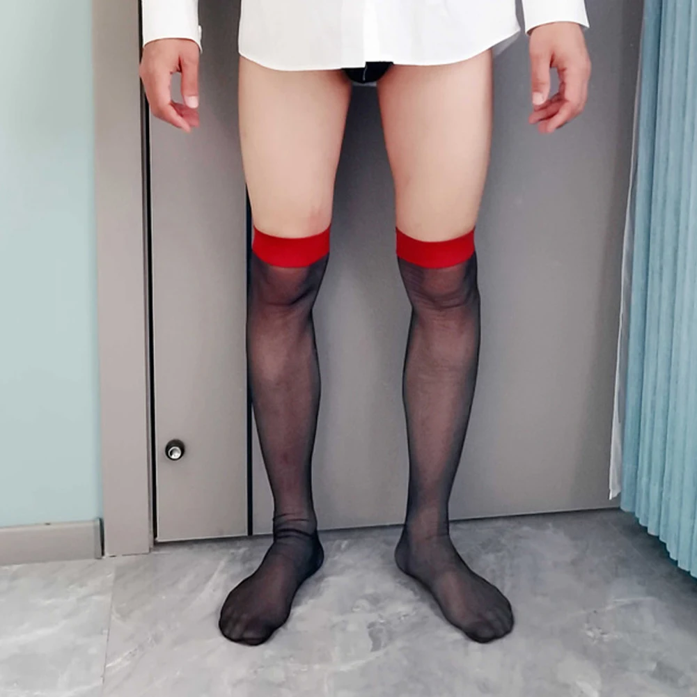 Men Oil Transparent Silk Stockings Ultra Thin See Through Over The Knee Thigh High Socks Red Trimmed Mid-Calf Stockings Lingerie
Men Oil Transparent Silk Stockings Ultra Thin See Through Over The Knee Thigh High Socks Red Trimmed Mid-Calf Stockings Lingerie
