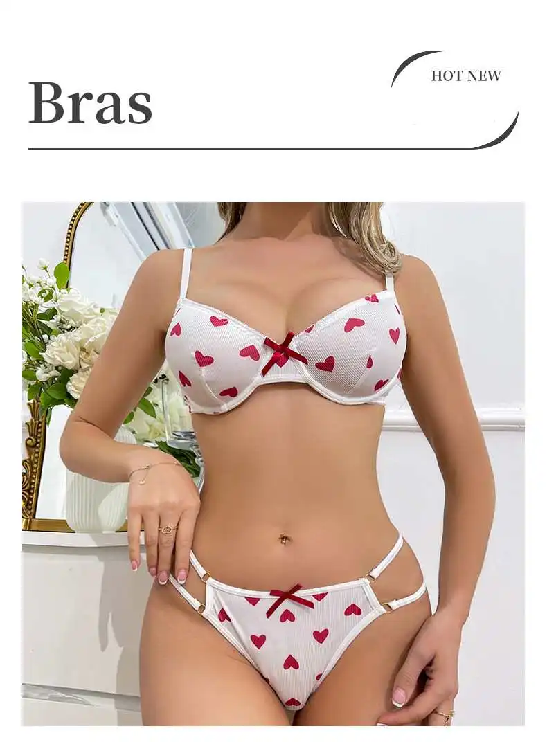 Women's Sexy Cute Heart Print Ultra-Thin Breathable Lightweight Underwire Lingerie Set for Summer
Women's Sexy Cute Heart Print Ultra-Thin Breathable Lightweight Underwire Lingerie Set for Summer