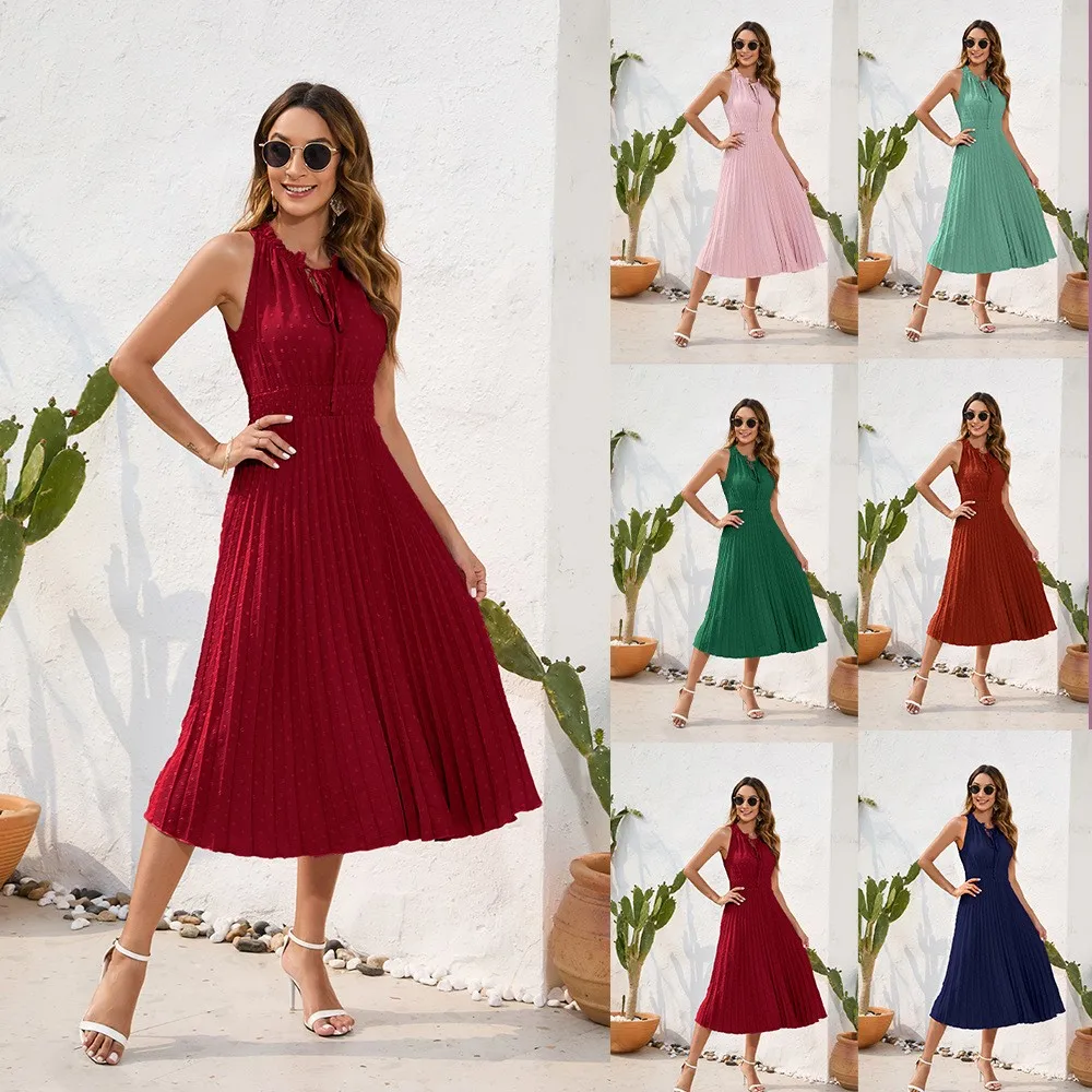 Women's Dress Crinkle Long Vacation Dresses Solid Color A Line Pleated Skirt Maxi Dress V Neck Sleeveless High Waist Tie Front
Women's Dress Crinkle Long Vacation Dresses Solid Color A Line Pleated Skirt Maxi Dress V Neck Sleeveless High Waist Tie Front