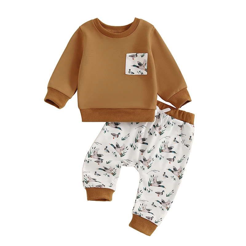 Boy Autumn 2PCS Outfit Sets Long Sleeve Round Neck Casual Tops Duck Print Pants Sets
Boy Autumn 2PCS Outfit Sets Long Sleeve Round Neck Casual Tops Duck Print Pants Sets