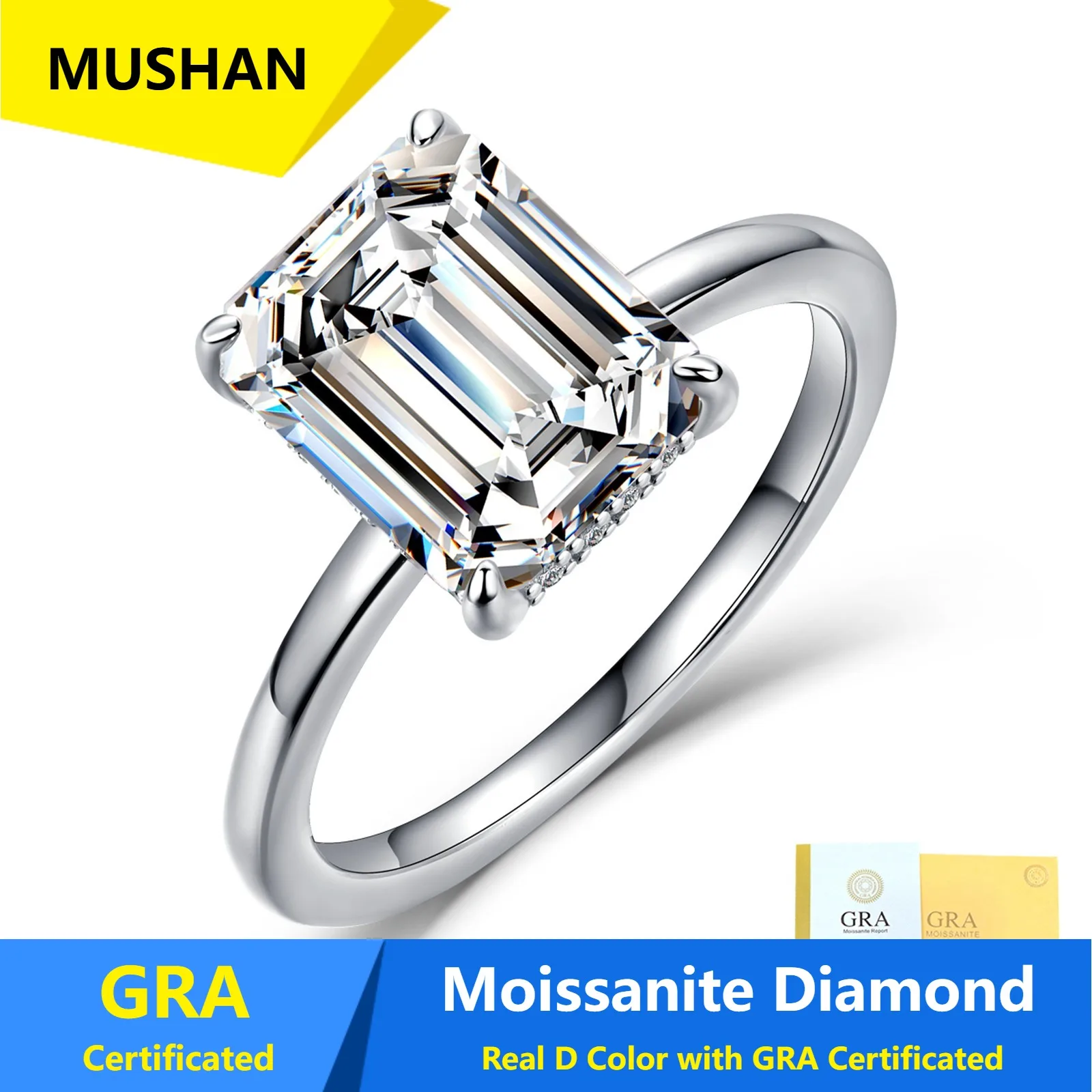 MUSHAN Luxury Jewelry 925 Sterling Silver Ring Band Women GRA Certificated Moissanite Diamond Emerald D Color Rings Fine Jewelry
MUSHAN Luxury Jewelry 925 Sterling Silver Ring Band Women GRA Certificated Moissanite Diamond Emerald D Color Rings Fine Jewelry