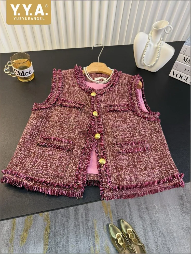 Fashion Ladies Tweed Sleeveless Jacket O Neck Tassels Single Breasted Designer Office Elegant Women Vests Autumn Short Waistcoat
Fashion Ladies Tweed Sleeveless Jacket O Neck Tassels Single Breasted Designer Office Elegant Women Vests Autumn Short Waistcoat