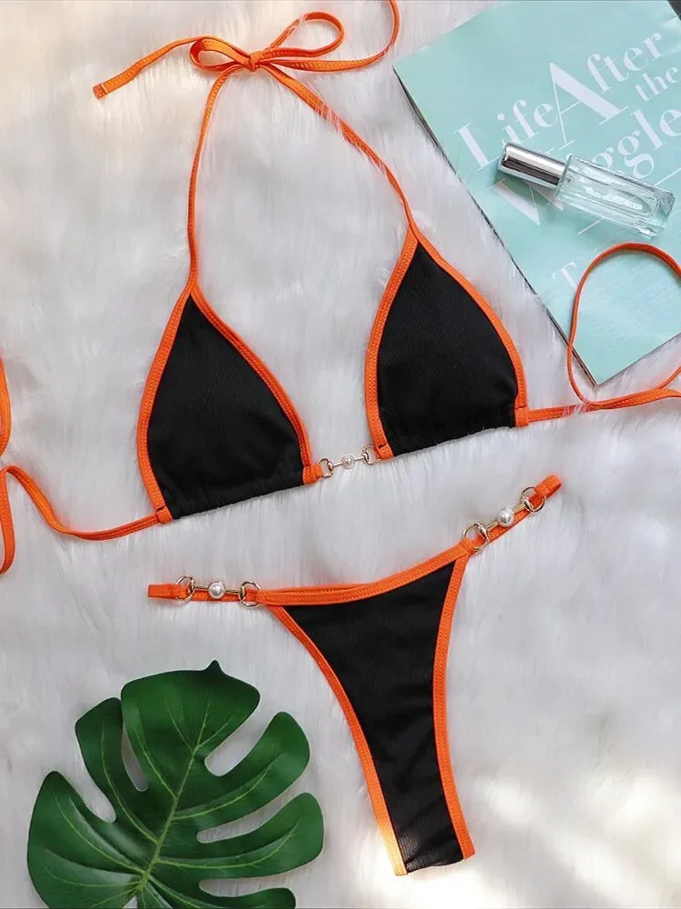 Микро-бикини с эффектом пуш-ап, роскошный ребристый оранжевый лоскутный кольцо с жемчугом, дизайнерский купальник, купальный костюм, треугольный купальник Traje De Baño
Микро-бикини с эффектом пуш-ап, роскошный ребристый оранжевый лоскутный кольцо с жемчугом, дизайнерский купальник, купальный костюм, треугольный купальник Traje De Baño