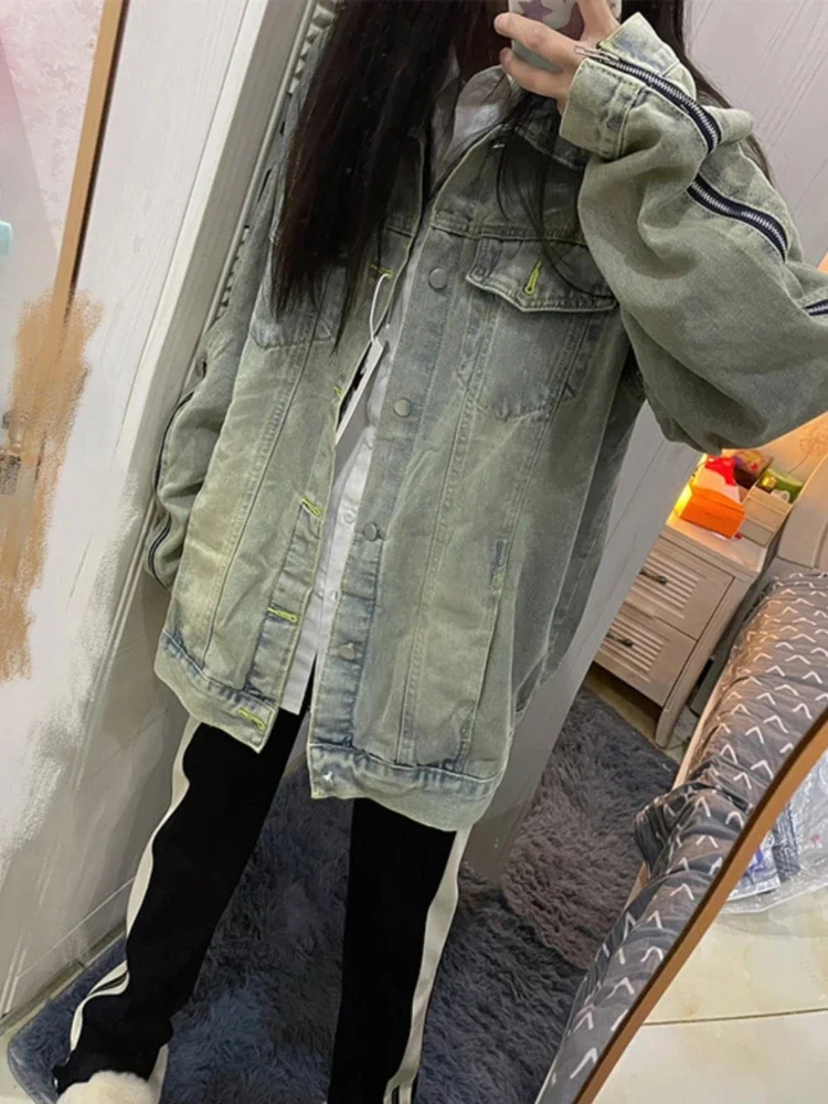 Женская джинсовая куртка на молнии, свободная повседневная куртка большого размера с карманами в стиле Харадзюку, Y2k, весна 2024
Женская джинсовая куртка на молнии, свободная повседневная куртка большого размера с карманами в стиле Харадзюку, Y2k, весна 2024