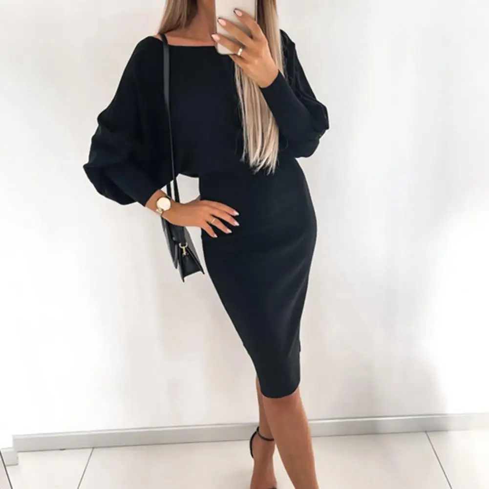 Tunics Dresses Slim Fit Waist Shaping Slash-neck Lantern Long Sleeve Knitted Dress for Dating
Tunics Dresses Slim Fit Waist Shaping Slash-neck Lantern Long Sleeve Knitted Dress for Dating