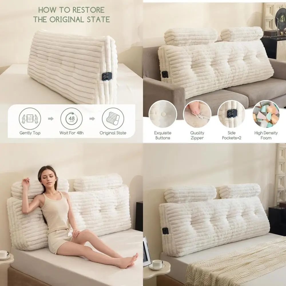 Memory Foam Triangular Wedge Pillow with 2 Cylinder Pillows, Queen Size for Daybed Use, Removable Cover
Memory Foam Triangular Wedge Pillow with 2 Cylinder Pillows, Queen Size for Daybed Use, Removable Cover