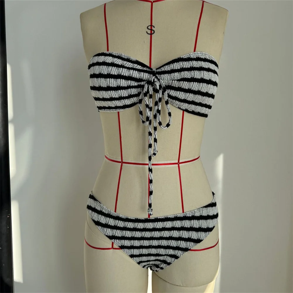 Sexy Black Y2k Striped Bikini Micro String Halter Push Up Bandeau Swimsuit Wrinkled Vacation Swimwears Women Beach Bathing Suits
Sexy Black Y2k Striped Bikini Micro String Halter Push Up Bandeau Swimsuit Wrinkled Vacation Swimwears Women Beach Bathing Suits