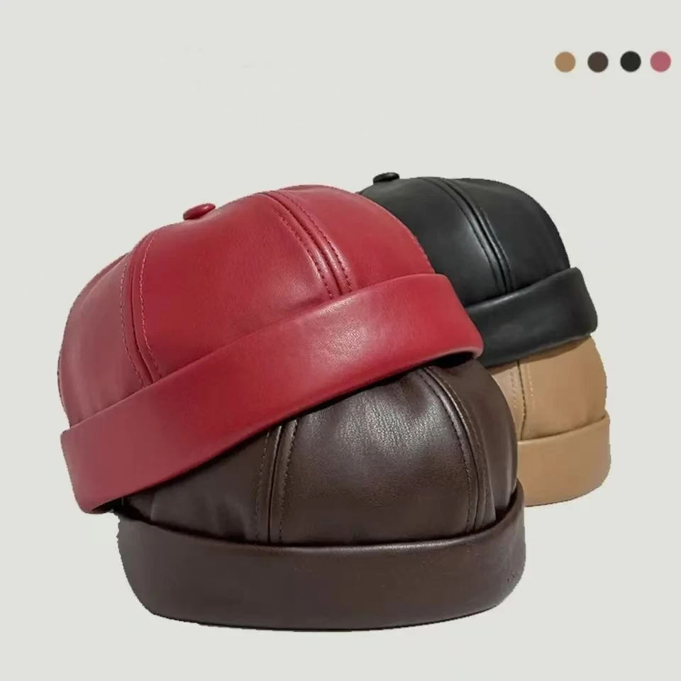 Casual Retro Brimless Hat PU Leather Adjustable Melon Skin Caps Solid Color Docker Cap Autumn Winter
Casual Retro Brimless Hat PU Leather Adjustable Melon Skin Caps Solid Color Docker Cap Autumn Winter