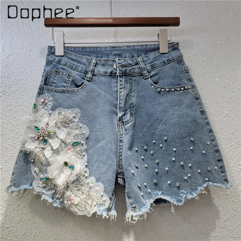 2025 Summer New High Waist Thin Denim Shorts Fashion Heavy Industry Beads Flower Elastic Straight Hot Pants Women's Tide Shorts
2025 Summer New High Waist Thin Denim Shorts Fashion Heavy Industry Beads Flower Elastic Straight Hot Pants Women's Tide Shorts