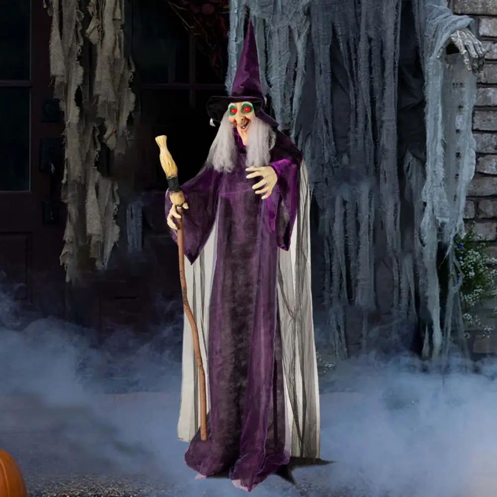 Witch Ornament with Led Eyes Witch Decoration with Touch Activation Halloween Witch Prop with Glowing Eyes Spooky for Party 
Witch Ornament with Led Eyes Witch Decoration with Touch Activation Halloween Witch Prop with Glowing Eyes Spooky for Party