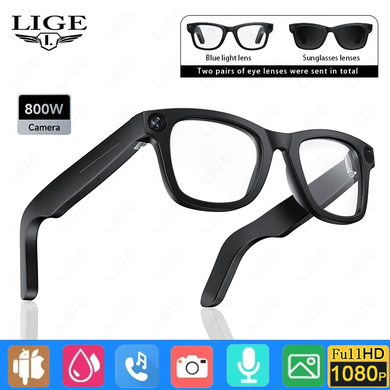LIGE Anti-shake Video Camera Glasses Sunglasses AI Voice Wake-up Glasses Music Noise Reduction Bluetooth Call Smart Glasses Men
LIGE Anti-shake Video Camera Glasses Sunglasses AI Voice Wake-up Glasses Music Noise Reduction Bluetooth Call Smart Glasses Men