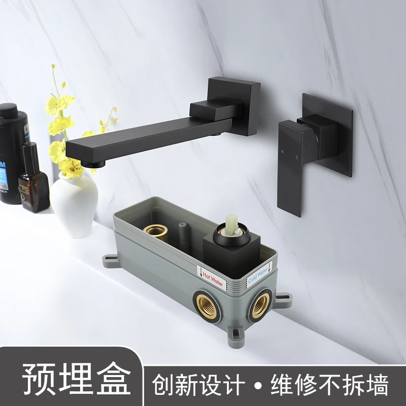 Modern Bathroom Vanity Sink Faucet Wall Mounted Two Hole Basin Sink Faucet Single Handle Hot and Cold Mixer Tap Black
Modern Bathroom Vanity Sink Faucet Wall Mounted Two Hole Basin Sink Faucet Single Handle Hot and Cold Mixer Tap Black