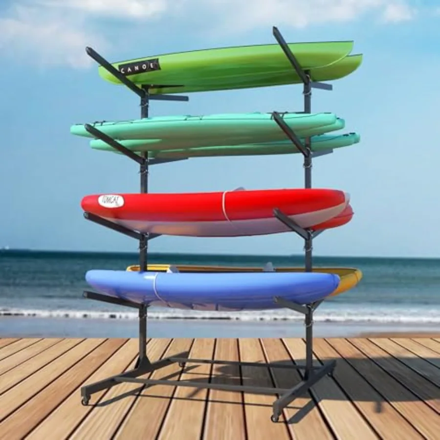 Kayak Storage Rack for Garage, Freestanding Metal Kayak Stand with Lockable Wheels, Heavy Duty 8 Adjustable Kayak Paddle Holder
Kayak Storage Rack for Garage, Freestanding Metal Kayak Stand with Lockable Wheels, Heavy Duty 8 Adjustable Kayak Paddle Holder