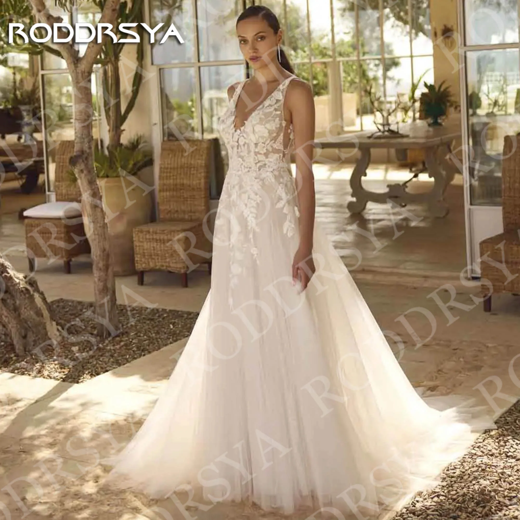 RODDRSYA Elegant V Neck Wedding Dresses Princess A Line Shine Tulle Backless Lace Appliques Beach Bridal Dress Customized Woman
RODDRSYA Elegant V Neck Wedding Dresses Princess A Line Shine Tulle Backless Lace Appliques Beach Bridal Dress Customized Woman