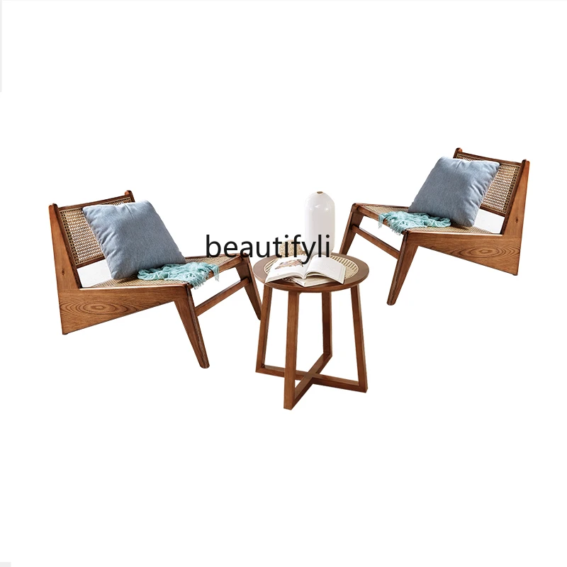 Solid Wood Sofa Chair Living Room Lazy Leisure Armchair B & B Creative Balcony Rattan Recliner
Solid Wood Sofa Chair Living Room Lazy Leisure Armchair B & B Creative Balcony Rattan Recliner
