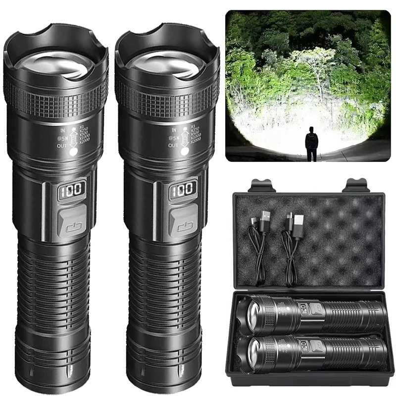 1/2Pack Super Bright Flashlight USB Rechargeable LED Long Range Tactical Torch Lamp Outdoor Waterproof Camping Fishing Lantern
1/2Pack Super Bright Flashlight USB Rechargeable LED Long Range Tactical Torch Lamp Outdoor Waterproof Camping Fishing Lantern