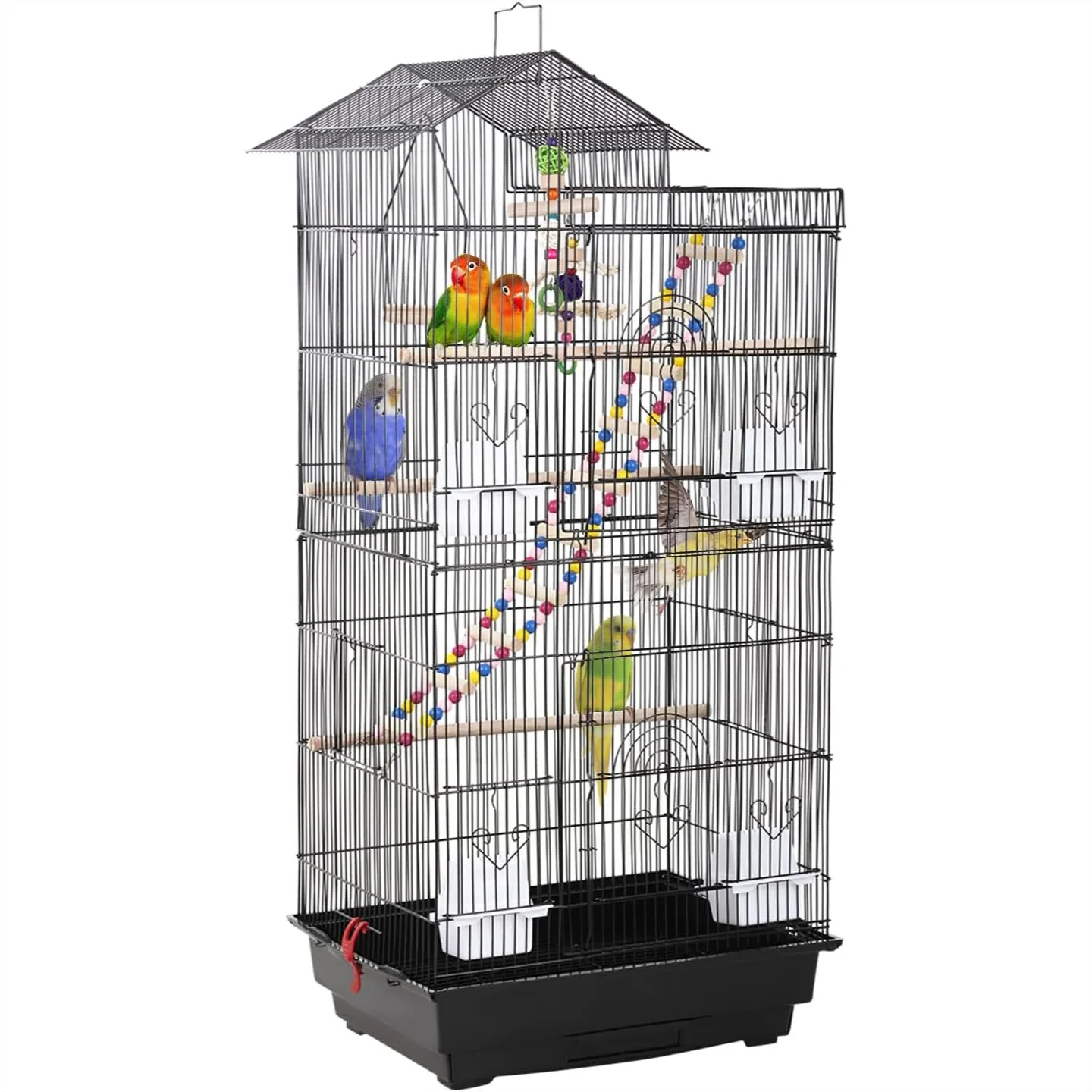39 Inch Bird Cage with Play Top, Rolling Stand & Pull-Out Tray for Parakeets, Cockatiels, Finches, Small Birds, Black
39 Inch Bird Cage with Play Top, Rolling Stand & Pull-Out Tray for Parakeets, Cockatiels, Finches, Small Birds, Black