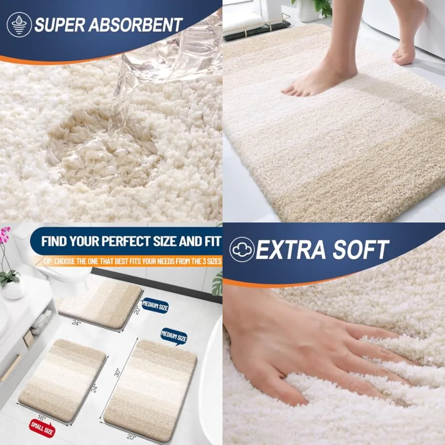 Bathroom Rugs Mat 30x20, Extra Soft Absorbent Microfiber Bath Rugs, Rubber Backing, Quick Dry, Machine Washable Bath Mats for B
Bathroom Rugs Mat 30x20, Extra Soft Absorbent Microfiber Bath Rugs, Rubber Backing, Quick Dry, Machine Washable Bath Mats for B