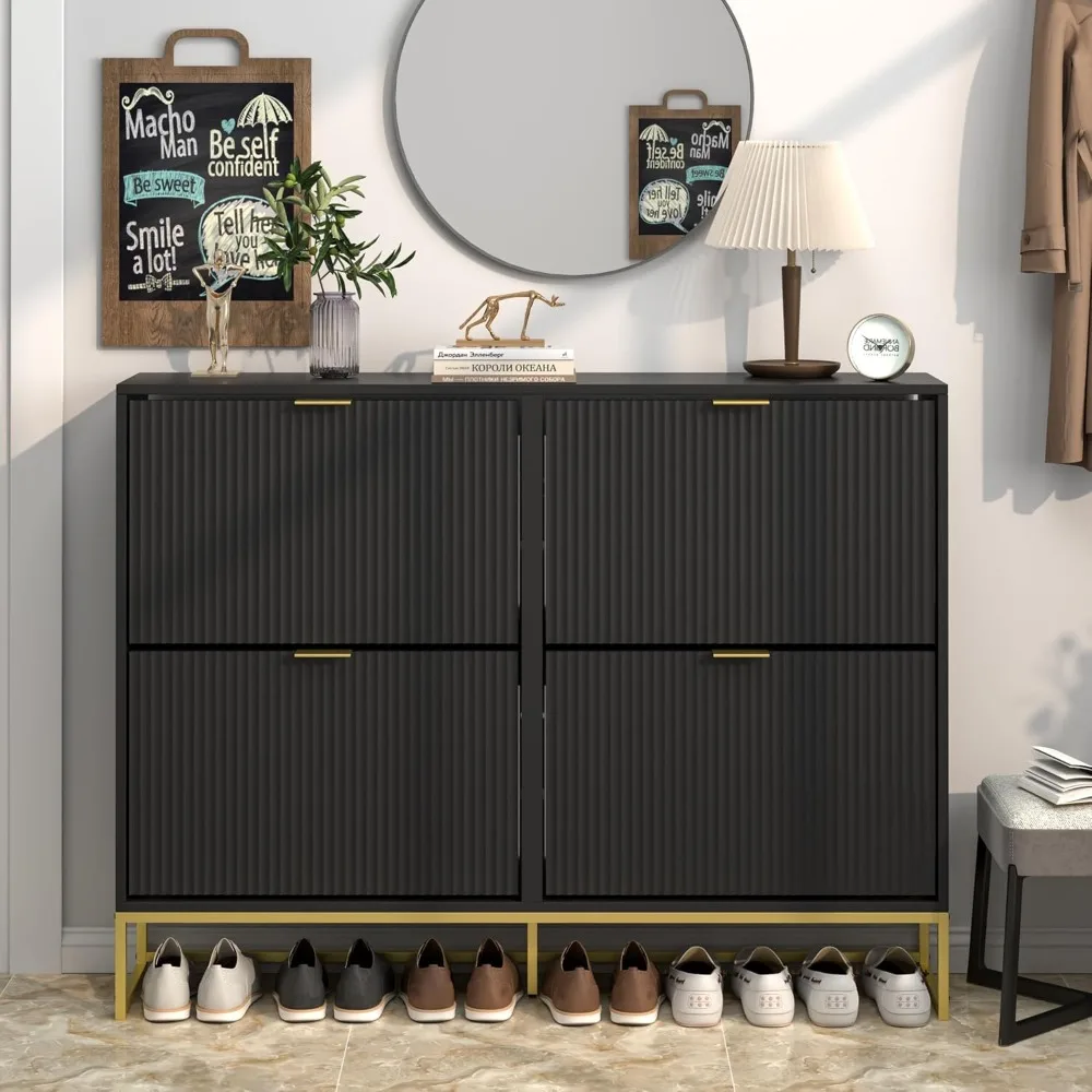 Shoe Cabinet Storage for Entryway Slim Modern Shoe Rack Cabinet with 4 Flip Drawers Tipping Wooden Narrow Shoe Cabinet Freestand
Shoe Cabinet Storage for Entryway Slim Modern Shoe Rack Cabinet with 4 Flip Drawers Tipping Wooden Narrow Shoe Cabinet Freestand