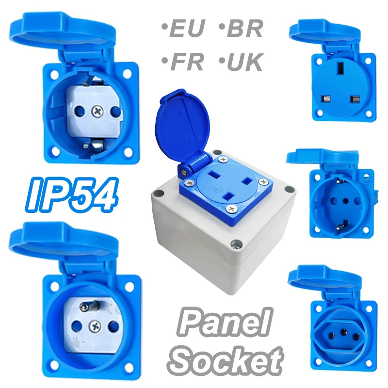 16A/250V Industrial IP54 Waterproof Socket Multifunctional Connector Wall Panel Mount Socket for Brazil UK German EU French
16A/250V Industrial IP54 Waterproof Socket Multifunctional Connector Wall Panel Mount Socket for Brazil UK German EU French