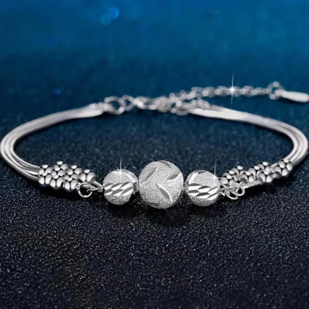Charms Cute 925 Sterling Silver Exquisite Beaded Bracelet for Women Lady, Stylish Wedding Jewelry Accessories
Charms Cute 925 Sterling Silver Exquisite Beaded Bracelet for Women Lady, Stylish Wedding Jewelry Accessories