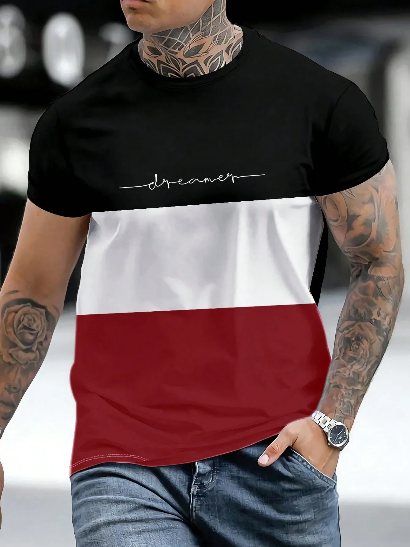 Fashion Color Block Letter Printed Men's T-Shirt Harajuku Basic Short Sleeve Tees Loose Leisure Crew Neck Breathable Men Clothes
Fashion Color Block Letter Printed Men's T-Shirt Harajuku Basic Short Sleeve Tees Loose Leisure Crew Neck Breathable Men Clothes