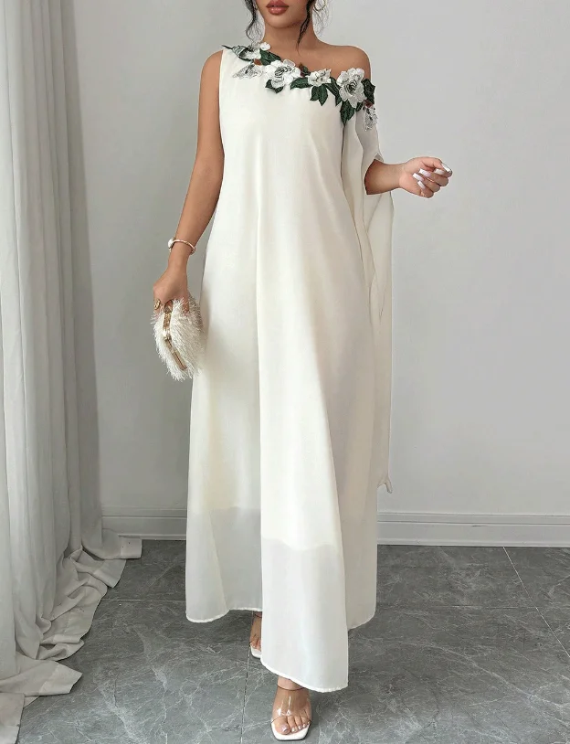 Women's Dress Summer New Style Elegant and Intellectual Style Flower Decal Slanted Collar Design Layered Chiffon Design Dress
Women's Dress Summer New Style Elegant and Intellectual Style Flower Decal Slanted Collar Design Layered Chiffon Design Dress