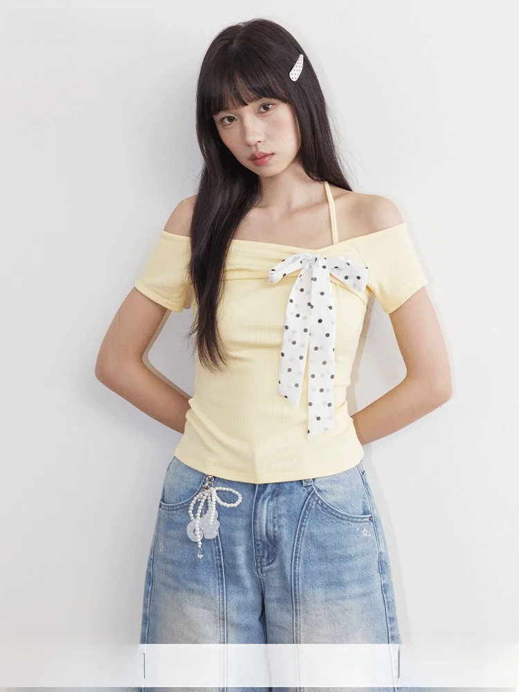 Umoumo Summer Polka Dot Tie Neck One Shoulder Slim Fit T-Shirt Sweet Gingham Pattern Date Night Top Short Sleeve Girl's Fashion
Umoumo Summer Polka Dot Tie Neck One Shoulder Slim Fit T-Shirt Sweet Gingham Pattern Date Night Top Short Sleeve Girl's Fashion