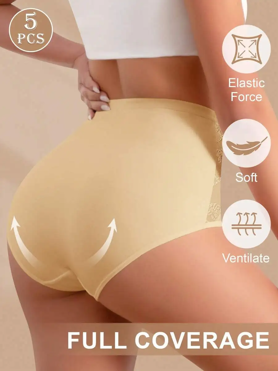 5 Pcs Women High Waist Tummy Control Lift Buttocks Briefs Soft Elastic Ventilated Full Coverage
5 Pcs Women High Waist Tummy Control Lift Buttocks Briefs Soft Elastic Ventilated Full Coverage