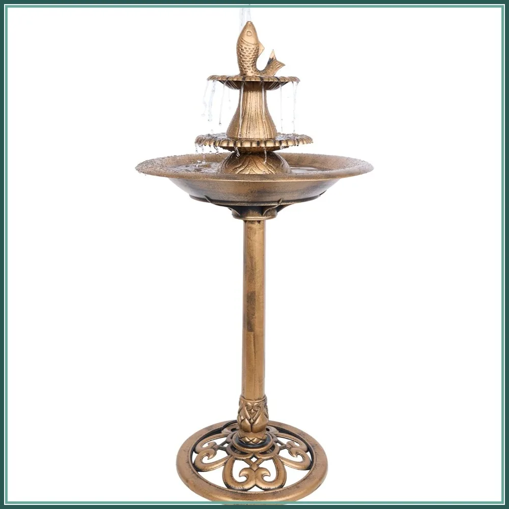 40" Cascading Tiered Pedestal Fish Fountain Birdbath, Outdoor Water Feature for Garden & Backyard Décor, Gold
40" Cascading Tiered Pedestal Fish Fountain Birdbath, Outdoor Water Feature for Garden & Backyard Décor, Gold