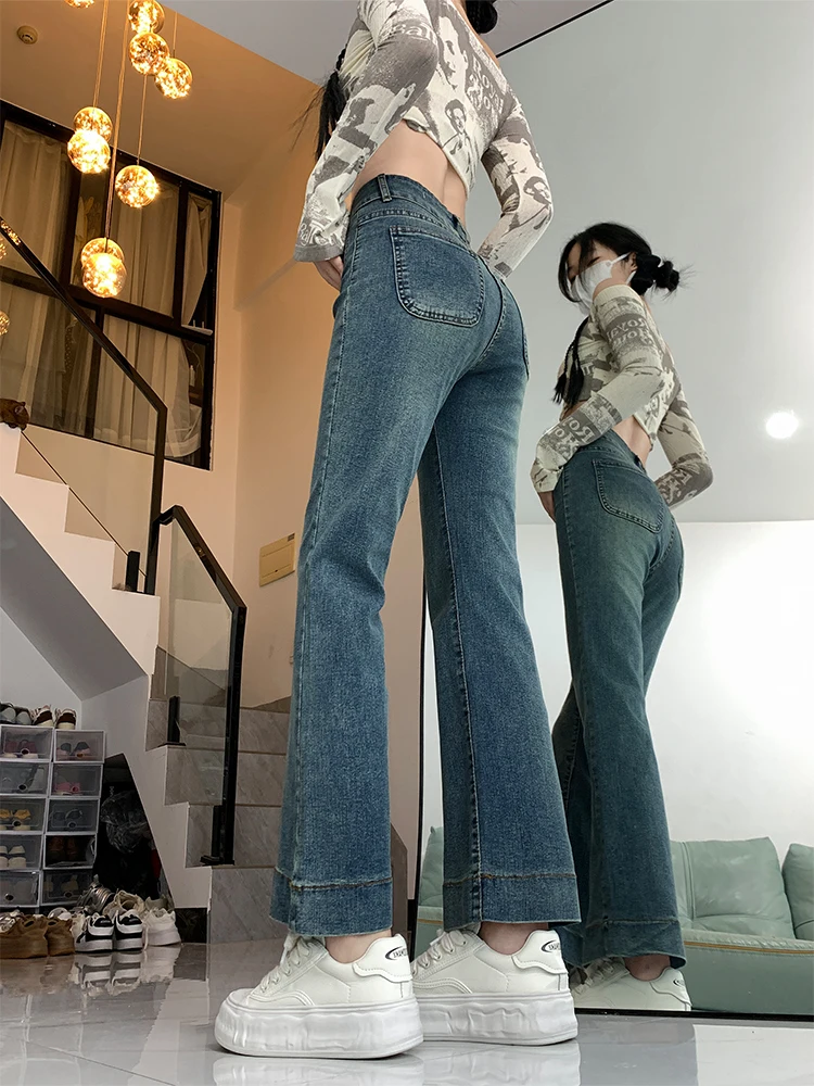 Retro American Flared Jeans Women's High Waist Slimming Nine-Piece Pants Double Buckle Large Size Fashionable Autumn New Arrival
Retro American Flared Jeans Women's High Waist Slimming Nine-Piece Pants Double Buckle Large Size Fashionable Autumn New Arrival