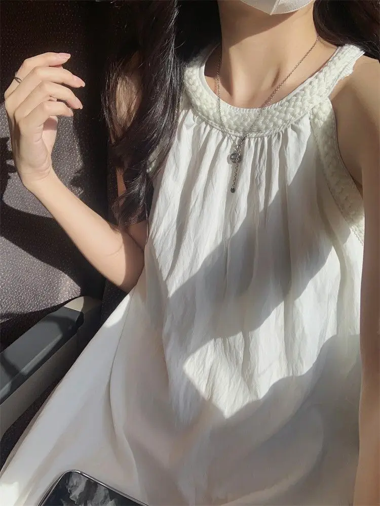 Summer Gentle Wind Neck Hanging Sleeveless Dress Women's Elegant Slim A-Line Beach Vacation Long Dress High Waist Korean Style
Summer Gentle Wind Neck Hanging Sleeveless Dress Women's Elegant Slim A-Line Beach Vacation Long Dress High Waist Korean Style