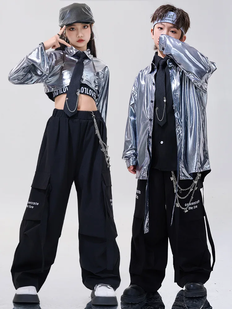 Hip Hop Girls Costume Jazz Dance Wear Children Street Dance Performance Clothing Fashion Outfit Silver Shirt Pocket Pants
Hip Hop Girls Costume Jazz Dance Wear Children Street Dance Performance Clothing Fashion Outfit Silver Shirt Pocket Pants