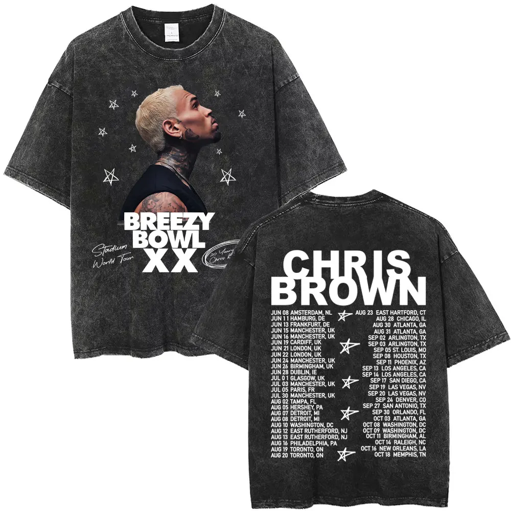 Vintage Rapper Chris Brown Breezy Bowl XX Tour 2025 Washed T Shirt Men Women Hip Hop Fashion Pop Music T-shirt Summer Streetwear
Vintage Rapper Chris Brown Breezy Bowl XX Tour 2025 Washed T Shirt Men Women Hip Hop Fashion Pop Music T-shirt Summer Streetwear