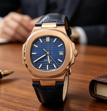 Luxury high-end men's watches 39mm Rose gold case Leather strap Luminous waterproof Calendar display sapphire
Luxury high-end men's watches 39mm Rose gold case Leather strap Luminous waterproof Calendar display sapphire