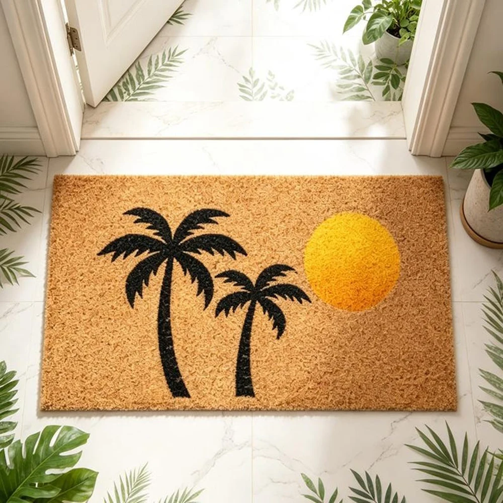 Tropical Palm Tree Sunset Doormat Vibrant Beach Welcome Carpet Natural Outdoor Entryway Coconut Rug Coastal Hallway Decor
Tropical Palm Tree Sunset Doormat Vibrant Beach Welcome Carpet Natural Outdoor Entryway Coconut Rug Coastal Hallway Decor
