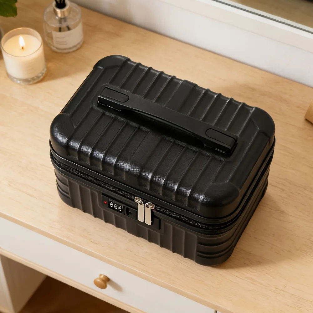 14Inch Portable Makeup Suitcase, Mini Case with Hanging Handle and Combination Lock, Large-capacity Travel Toiletry Organizer
14Inch Portable Makeup Suitcase, Mini Case with Hanging Handle and Combination Lock, Large-capacity Travel Toiletry Organizer