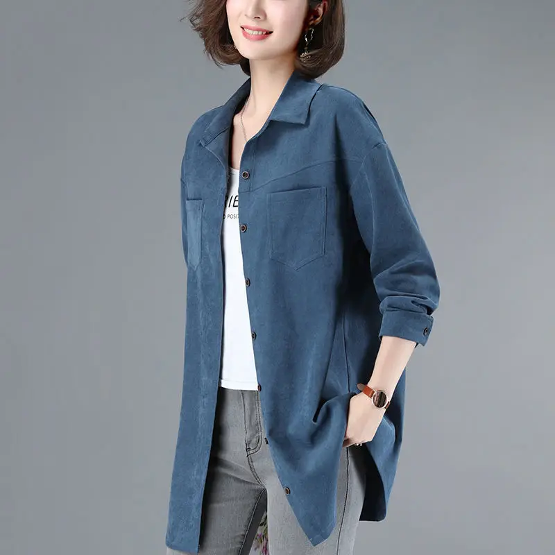 Shirt Women's Long Sleeve Spring and Autumn New Korean Style Loose Mid-Length Top Middle-Aged Mom Casual Coat
Shirt Women's Long Sleeve Spring and Autumn New Korean Style Loose Mid-Length Top Middle-Aged Mom Casual Coat
