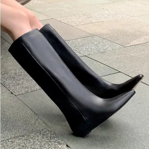 Size 33 Girls Black Genuine Leather Pointed Toe 3 CM Wedges Tube Slip On Knee High Boots Women Retro Long Knight Boots Shoes
Size 33 Girls Black Genuine Leather Pointed Toe 3 CM Wedges Tube Slip On Knee High Boots Women Retro Long Knight Boots Shoes