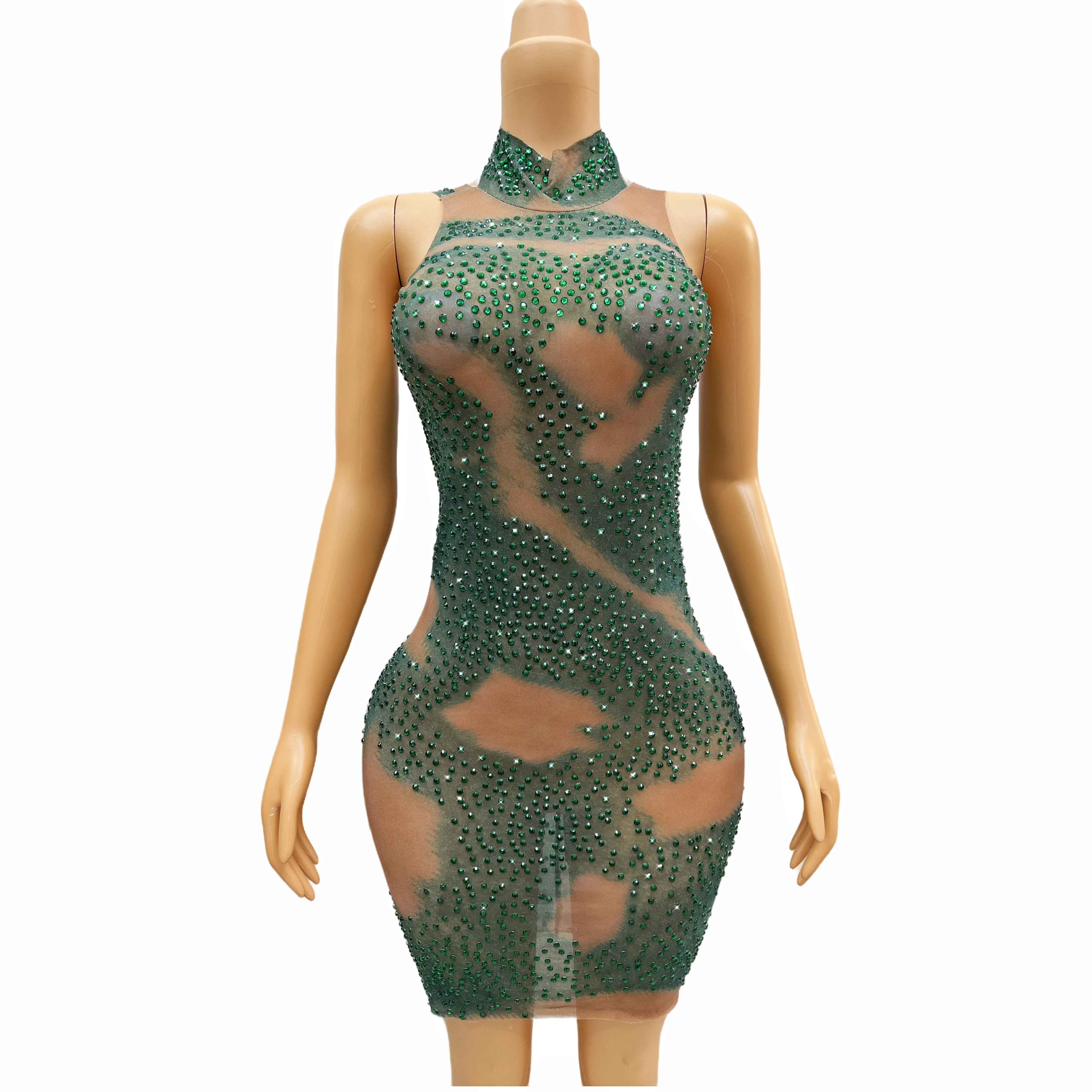 Green Rhinestones Dress Mesh Transparent Designed Evening Birthday Celebrate Costume Performance Dance Sexy Outfit qingtai
Green Rhinestones Dress Mesh Transparent Designed Evening Birthday Celebrate Costume Performance Dance Sexy Outfit qingtai