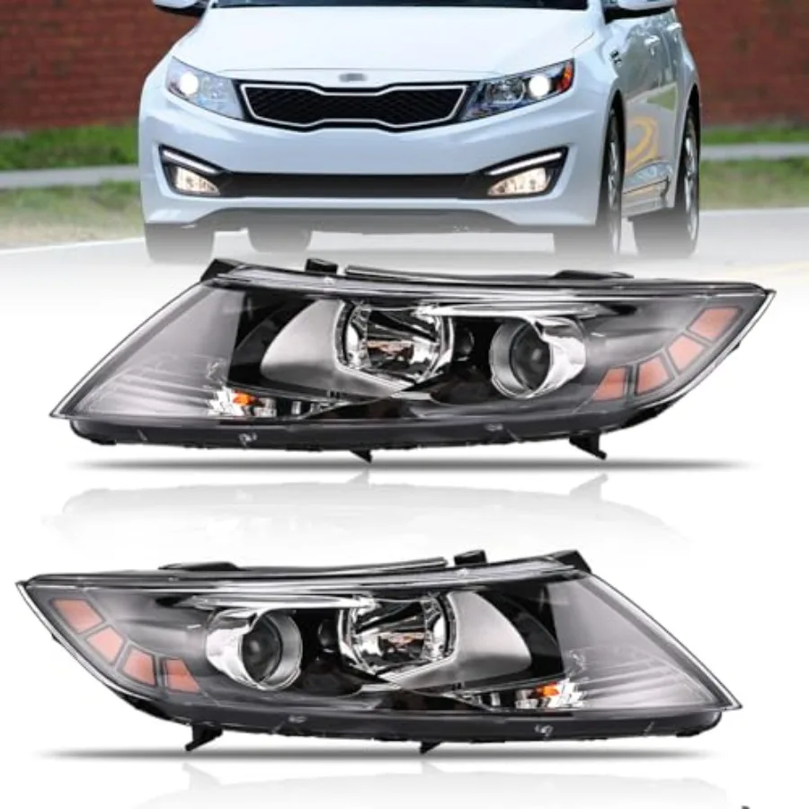 Headlight Assembly for Kia Optima 2011-2013: Halogen Headlamp Clear Lens Black Housing Amber Reflector All Bulbs Included Drive
Headlight Assembly for Kia Optima 2011-2013: Halogen Headlamp Clear Lens Black Housing Amber Reflector All Bulbs Included Drive