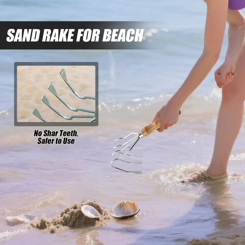 Hand Rake Garden Tool Shelling Tools With Wood Handle 4 Teeth Heavy-Duty Handheld Rake For Rock Treasure Lake Yard Shell Lawn
Hand Rake Garden Tool Shelling Tools With Wood Handle 4 Teeth Heavy-Duty Handheld Rake For Rock Treasure Lake Yard Shell Lawn