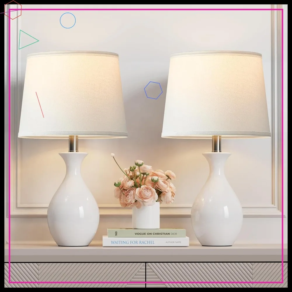 Modern Ceramic Table Lamp Set of 2, Bedside Nightstand Lamps for Bedroom Living Room Desk with Rocker Switch in White
Modern Ceramic Table Lamp Set of 2, Bedside Nightstand Lamps for Bedroom Living Room Desk with Rocker Switch in White