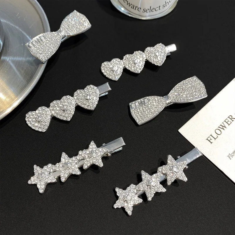 Luxury Rhinestone Star Love Heart Hair Clips for Women Bow Side Clips Sweet Fashion Hair Accessories for Daily Party Wedding
Luxury Rhinestone Star Love Heart Hair Clips for Women Bow Side Clips Sweet Fashion Hair Accessories for Daily Party Wedding