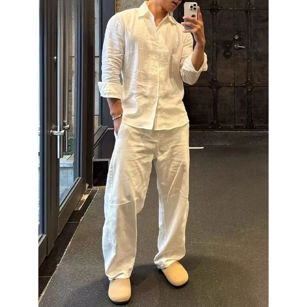 Spring Summer Men's Linen Cotton Shirt Set Vintage Style Wide Leg Pants Breathable Comfortable Long Sleeve Casual Outfit
Spring Summer Men's Linen Cotton Shirt Set Vintage Style Wide Leg Pants Breathable Comfortable Long Sleeve Casual Outfit